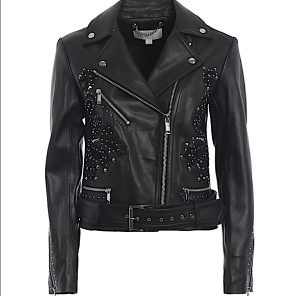 MICHAEL KORSPrecious lamb leather studded biker jacket